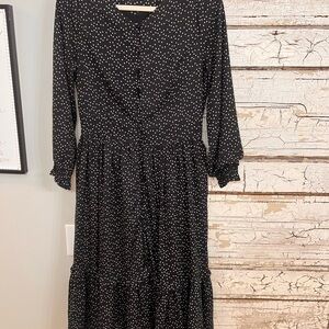 Dainty Jewells Black and White Polka Dot Long Sleeve Dress